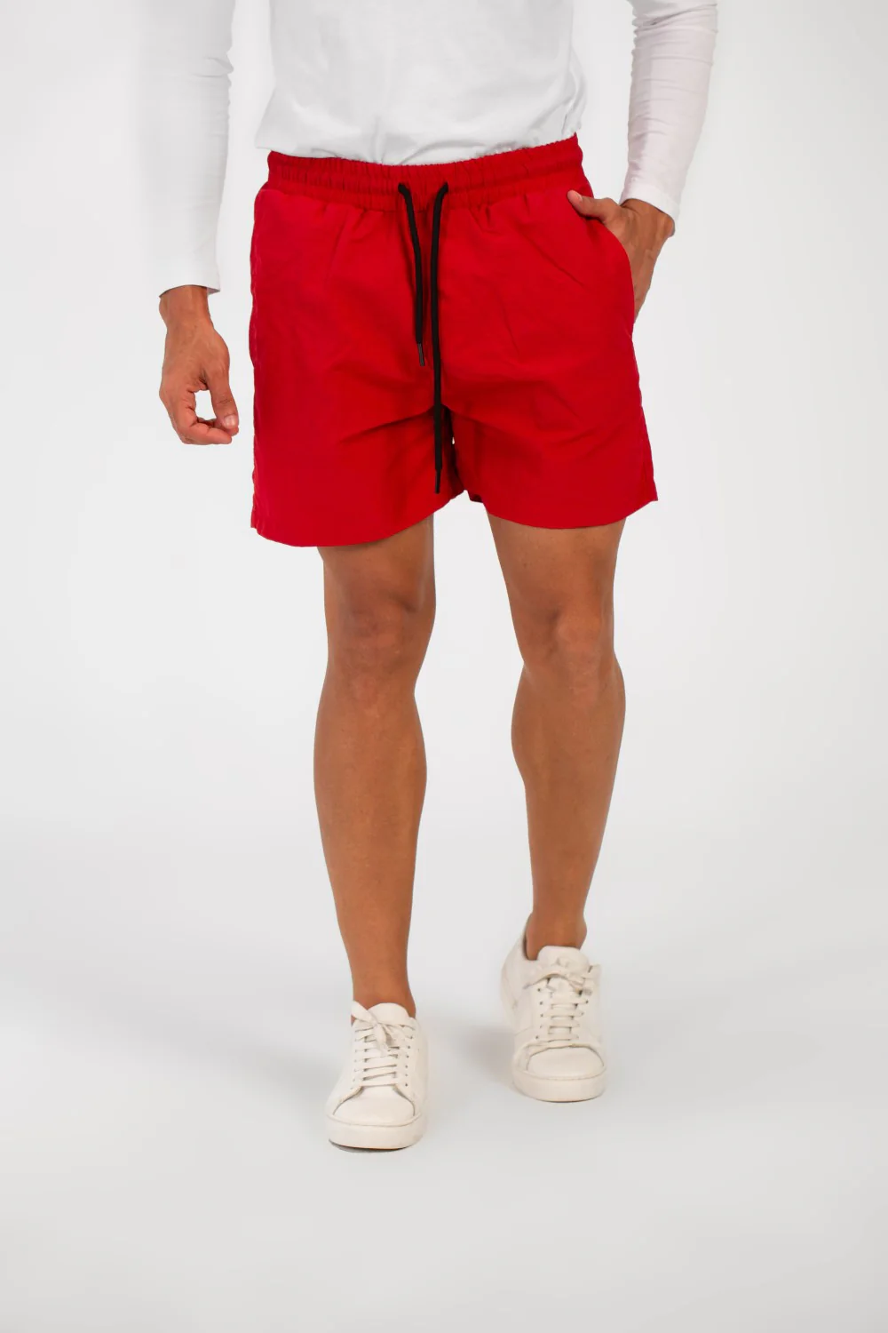 Men's Basic Plain Waterproof Swim Short With Drawstring And Pockets - Image 13