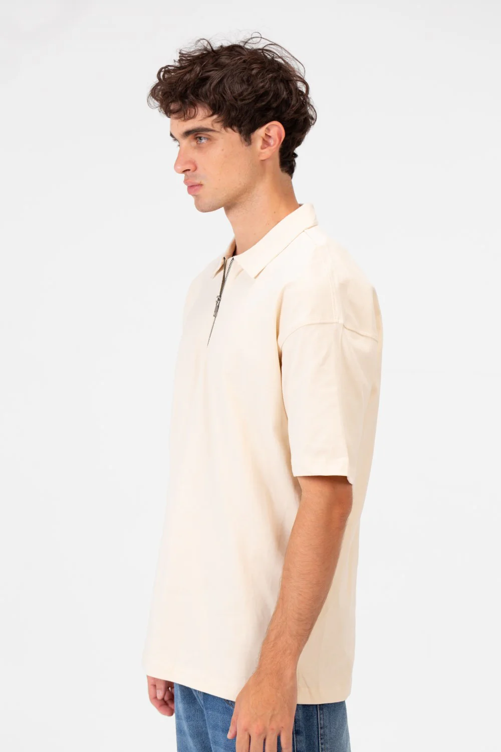 Men's Basic Regular Fit Polo T-Shirt With Half Front Zip And Short Sleeves - Image 3