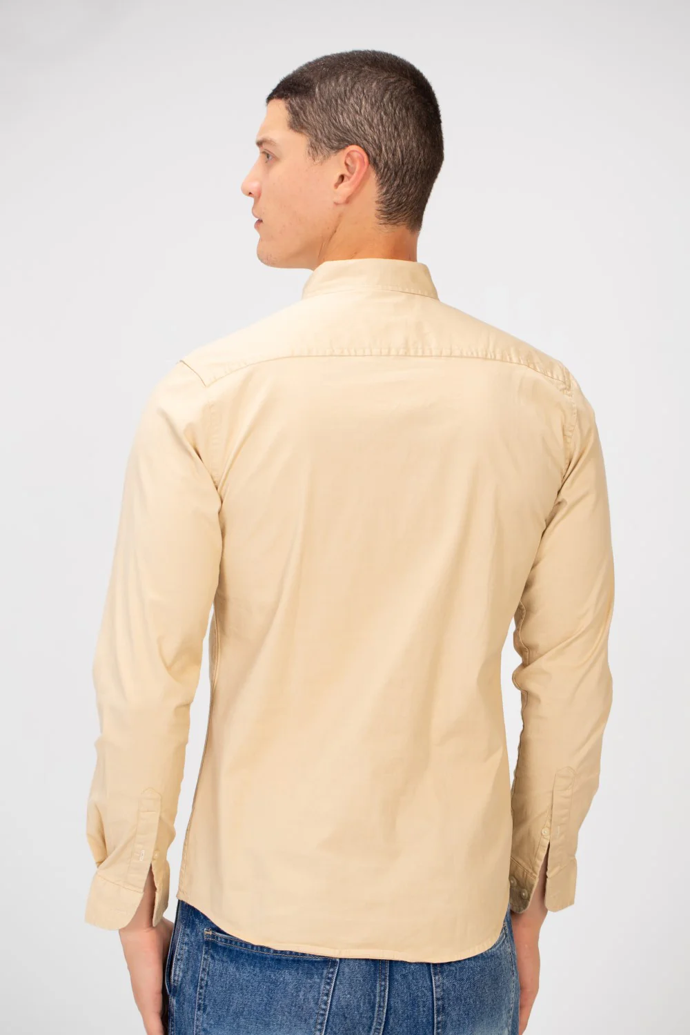 Men's Basic Slim Fit Gabardine Lycra Shirt with Long Sleeves and Full Buttons - Image 2