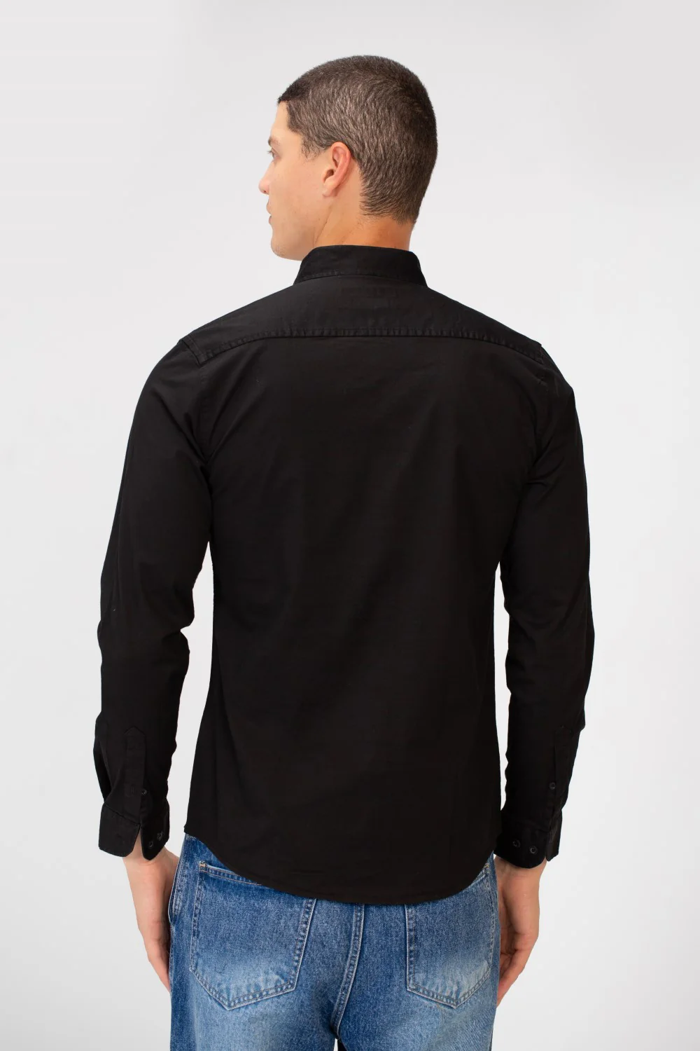 Men's Basic Slim Fit Gabardine Lycra Shirt with Long Sleeves and Full Buttons - Image 6