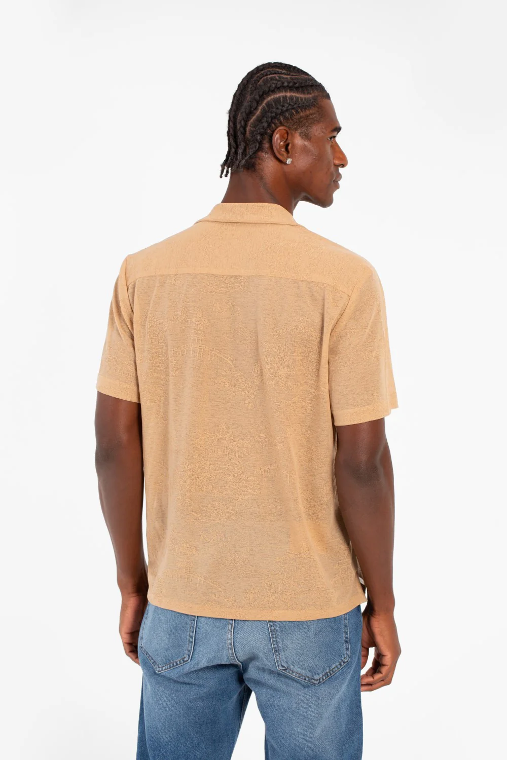 Men's Basic Slim Fit Half Sleeve Transparent Mesh Shirt - Image 2