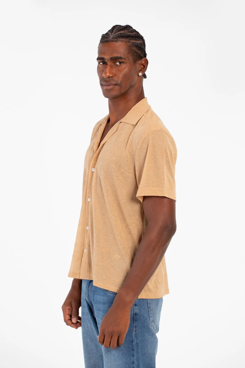 Men's Basic Slim Fit Half Sleeve Transparent Mesh Shirt - Image 3