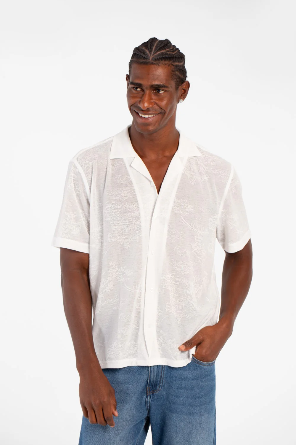 Men's Basic Slim Fit Half Sleeve Transparent Mesh Shirt - Image 9