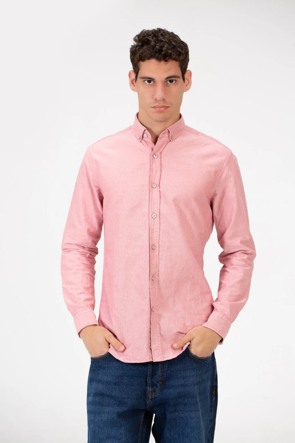 Men's Basic Slim Fit Long Sleeve Shirt - Image 36