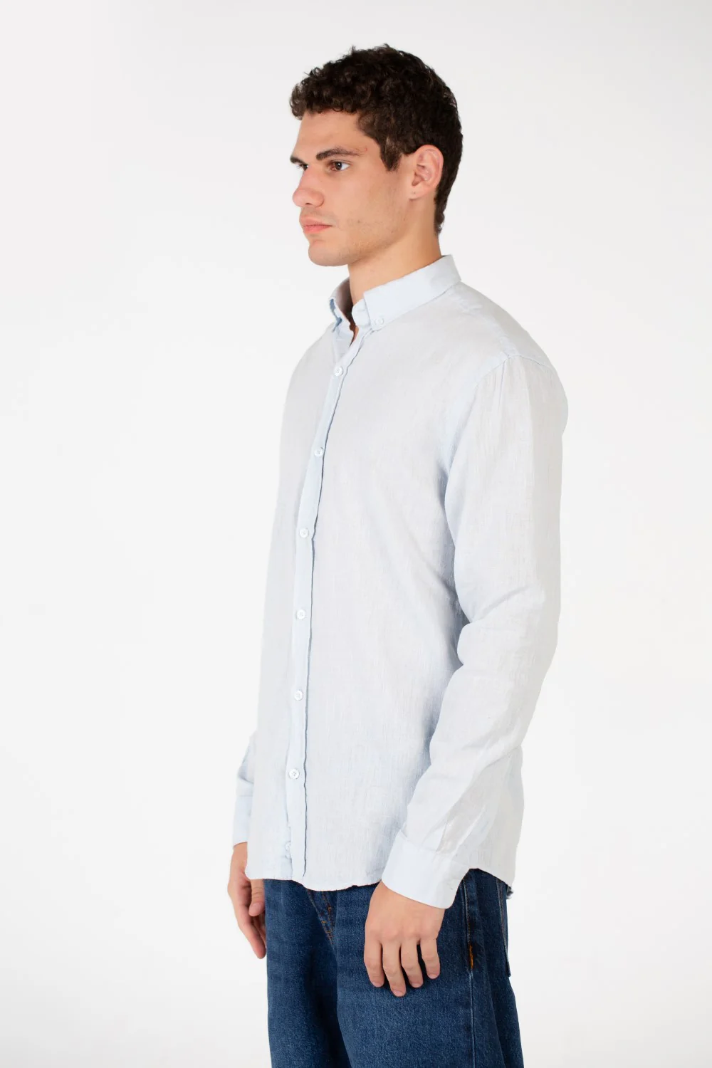 Men's Basic Slim Fit Long Sleeves Linen Shirt - Image 15