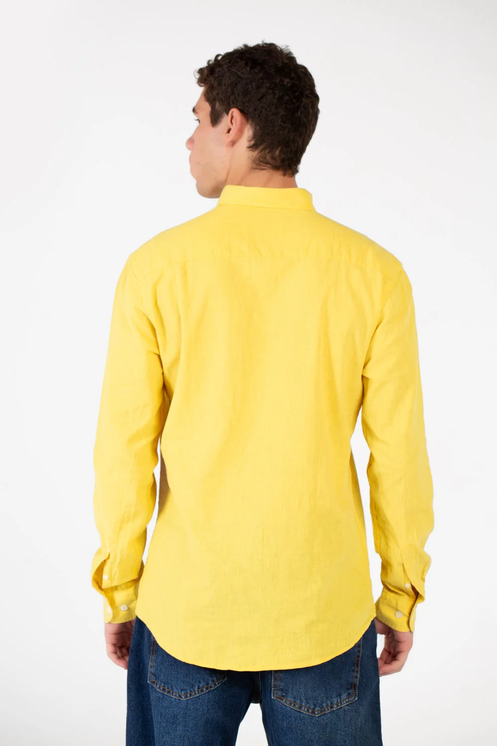 Men's Basic Slim Fit Long Sleeves Linen Shirt - Image 50