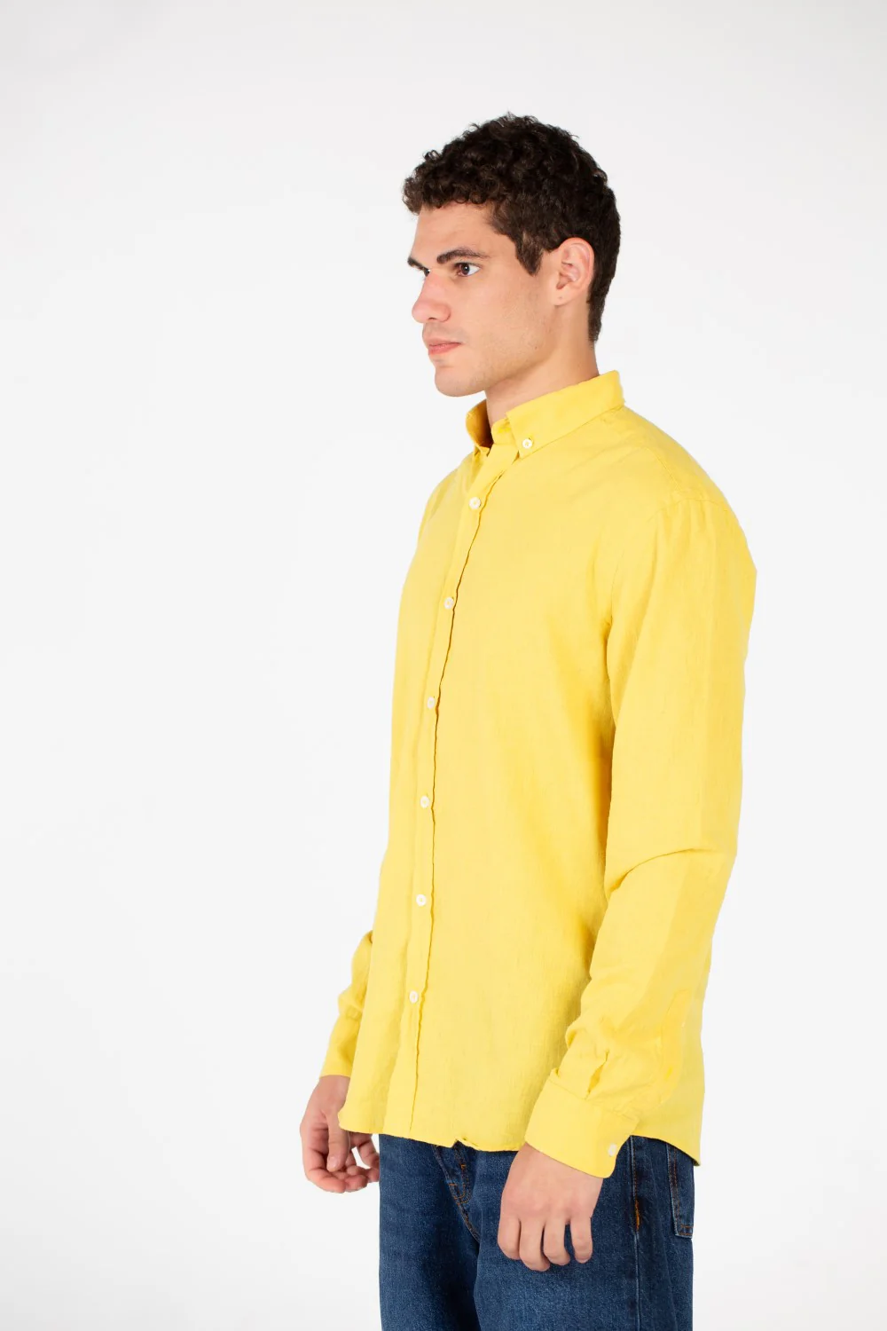 Men's Basic Slim Fit Long Sleeves Linen Shirt - Image 51