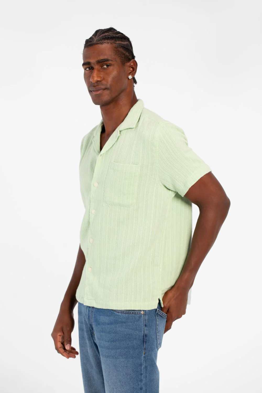 Men's Basic Slim Fit Mesh Short Sleeve Shirt With Front Pocket - Image 11