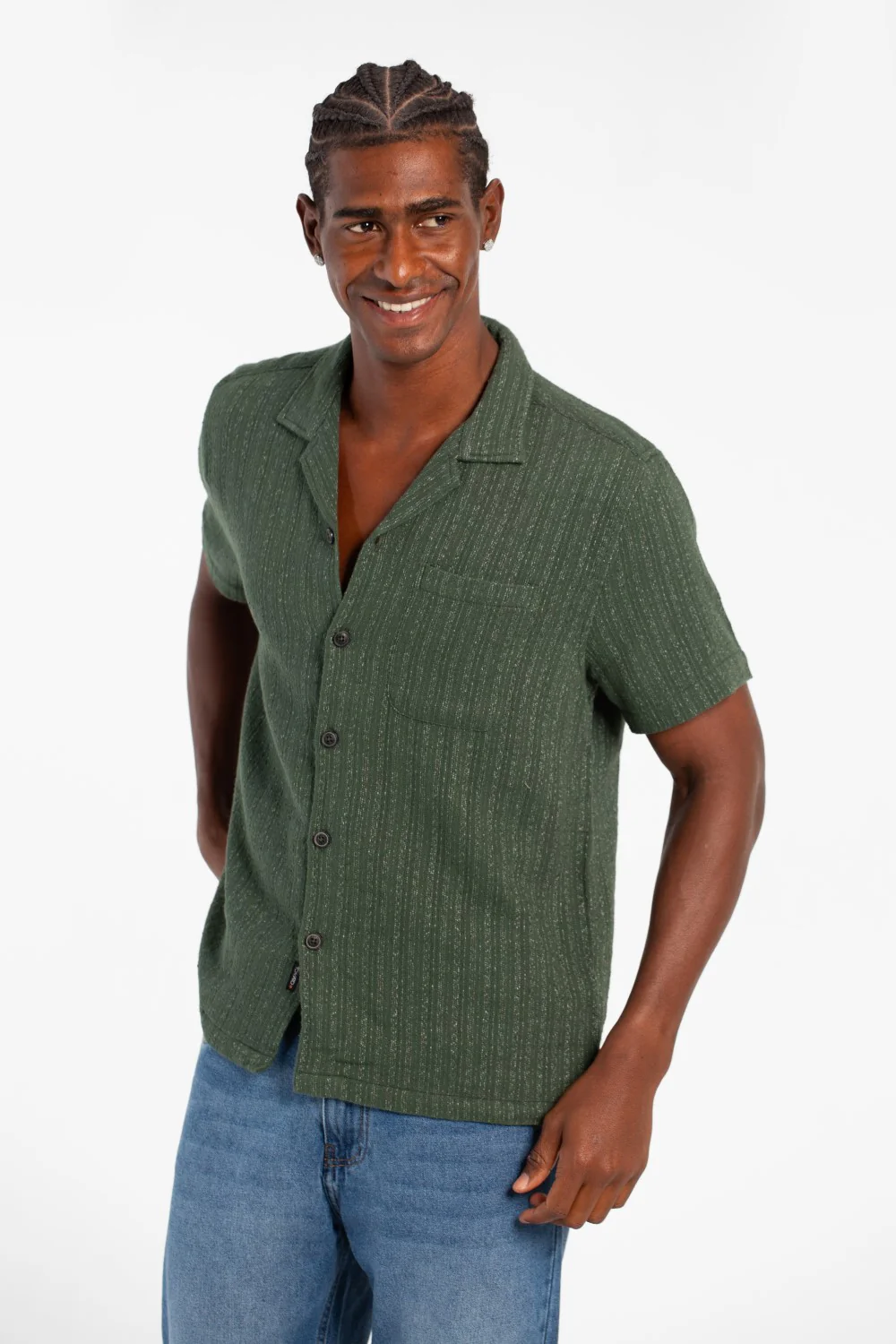 Men's Basic Slim Fit Mesh Short Sleeve Shirt With Front Pocket - Image 13