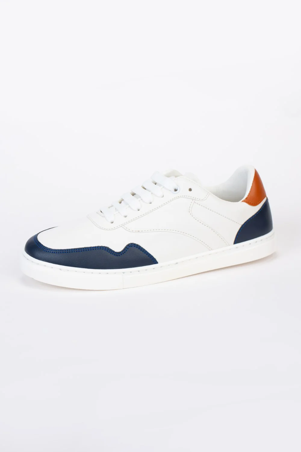 Mens Basic Sports Tomato Shoes With Lace Up Luxury White And Navy - Image 2