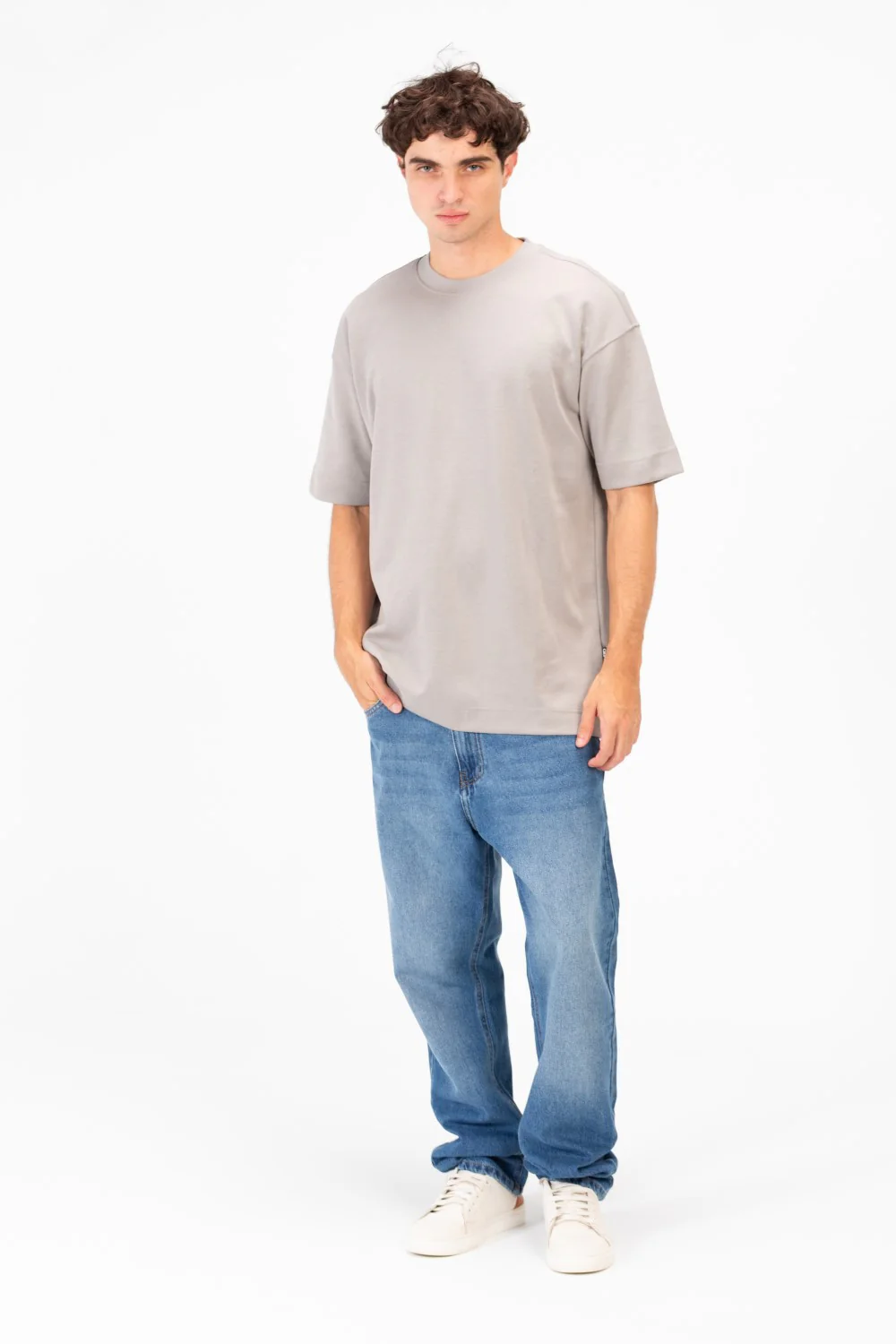 Men's Basic Tomato Oversized T-Shirt With Short Sleeves And Crew Neck - Image 12