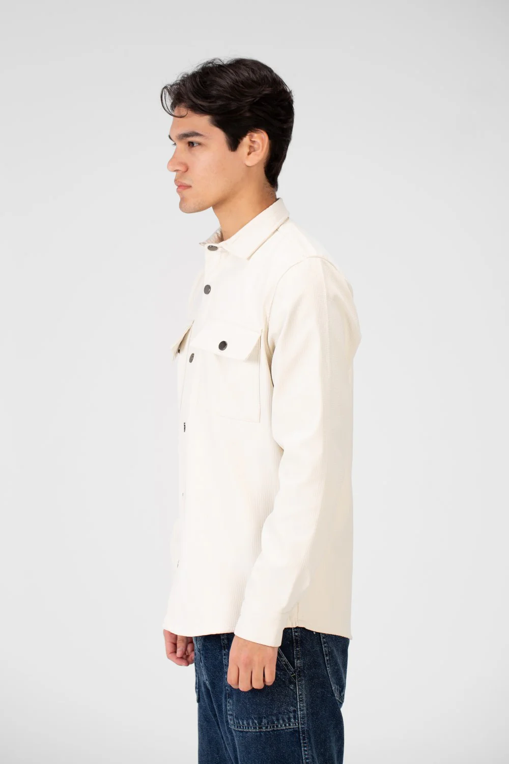 Men's Basic Winter Fur Padded Shirt With Front Pockets - Image 11