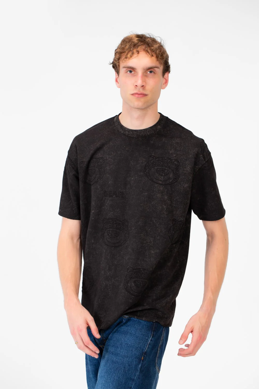 Men's Bear Print Short Sleeves Regular Fit T-shirt - Image 3