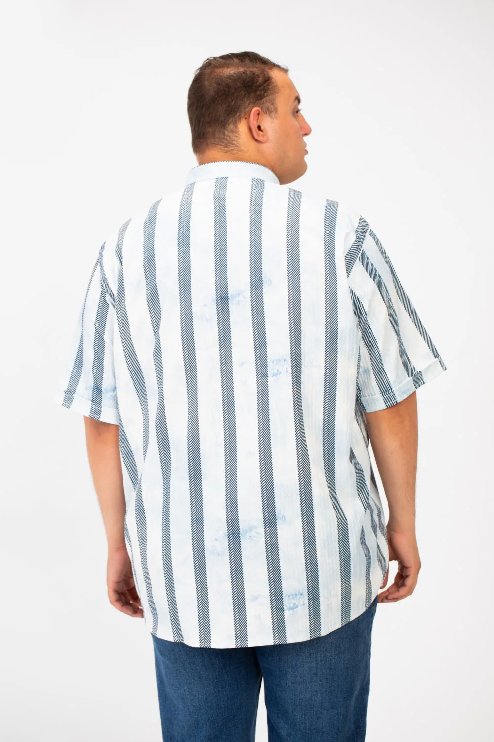 Men's Big Size Striped Half Sleeved Shirt In Modern Design And Practical Material - Image 2