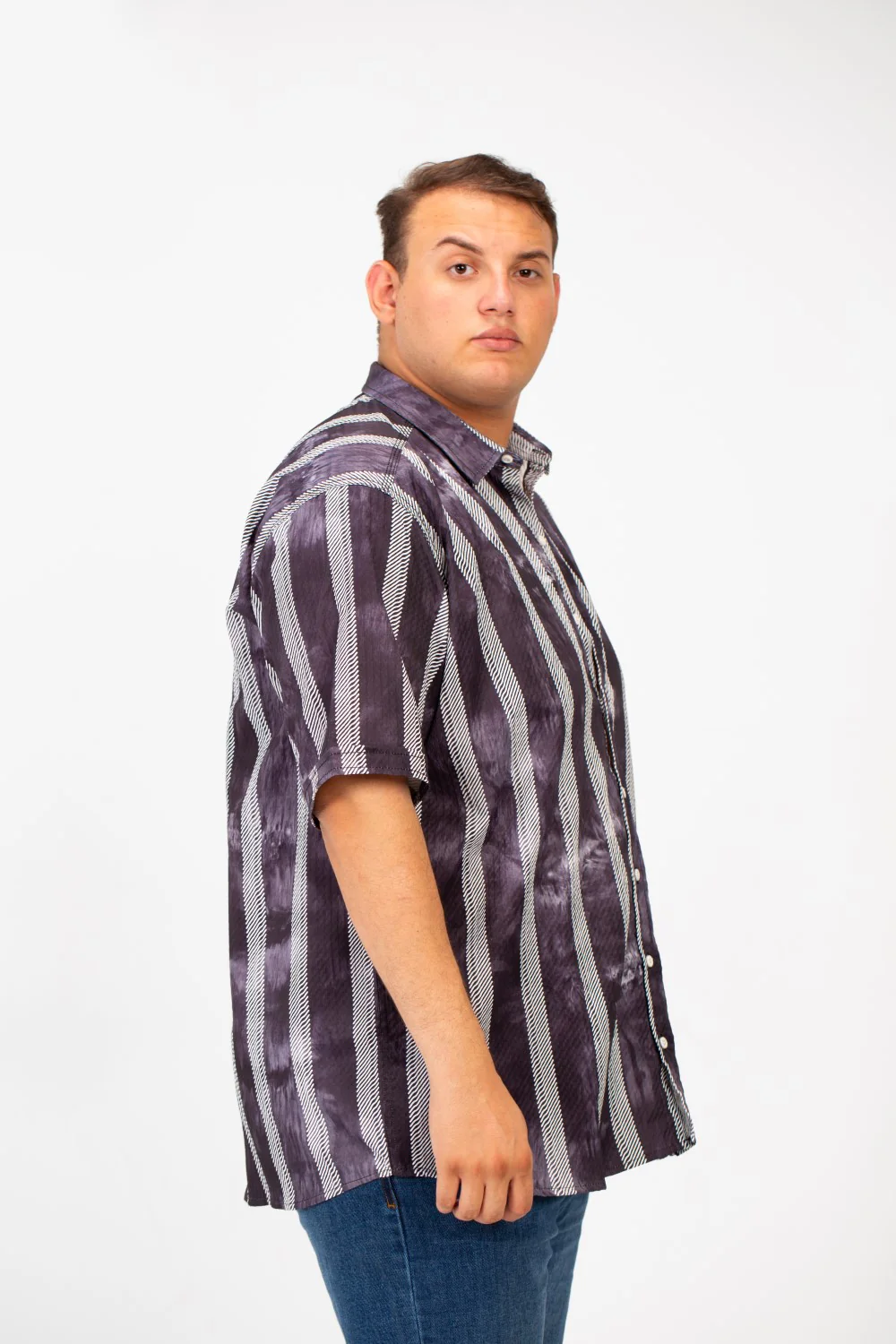 Men's Big Size Striped Half Sleeved Shirt In Modern Design And Practical Material - Image 7