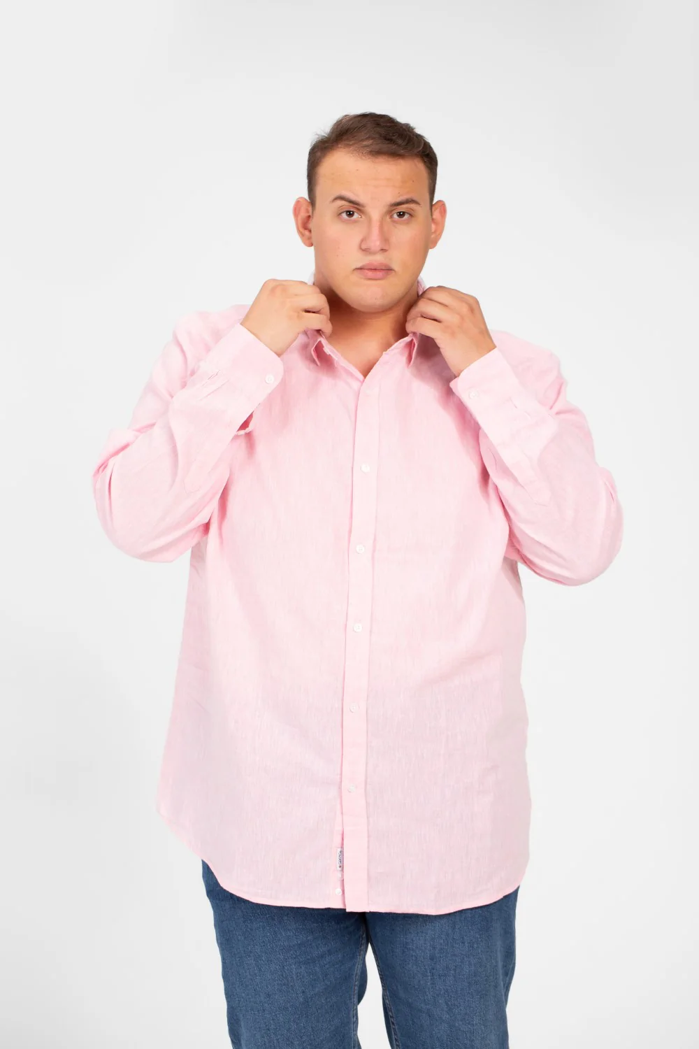 Men's Big Size Basic Long Sleeves Shirt In Basic Summer Colors - Image 45