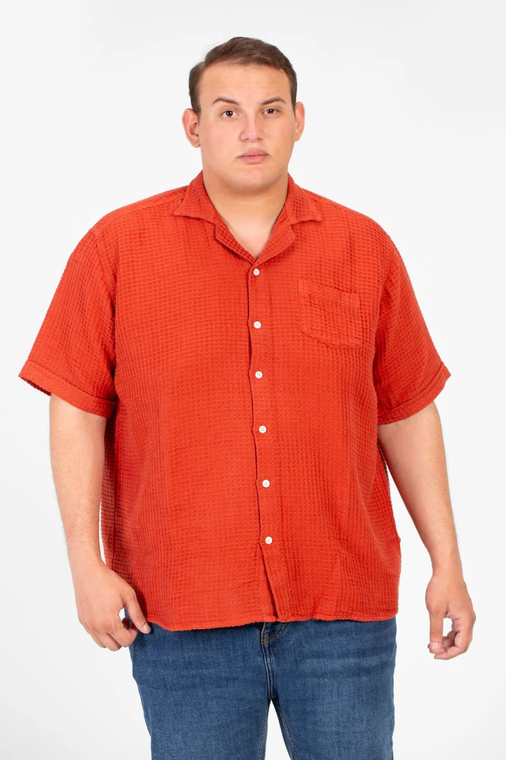 Men's Big Size Basic Plain Shirt With Comfortable Summer Fabric And Short Sleeves - Image 5