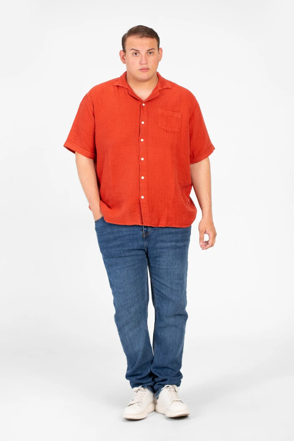 Men's Big Size Basic Plain Shirt With Comfortable Summer Fabric And Short Sleeves - Image 8