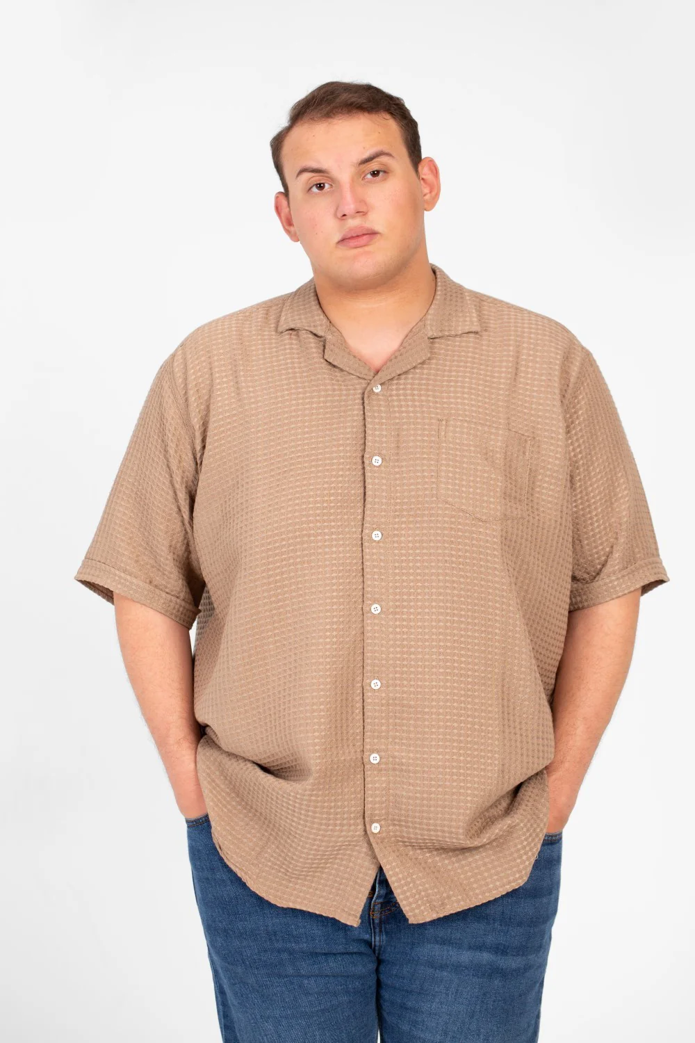 Men's Big Size Basic Plain Shirt With Comfortable Summer Fabric And Short Sleeves - Image 9