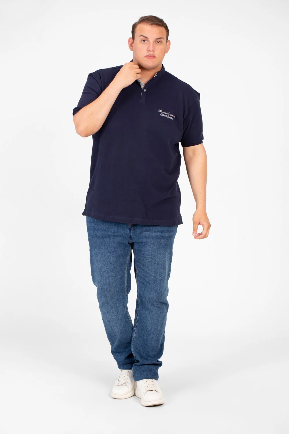 Men's Big Size Basic Polo Short Sleeves T-Shirt With Front Text Print - Image 12