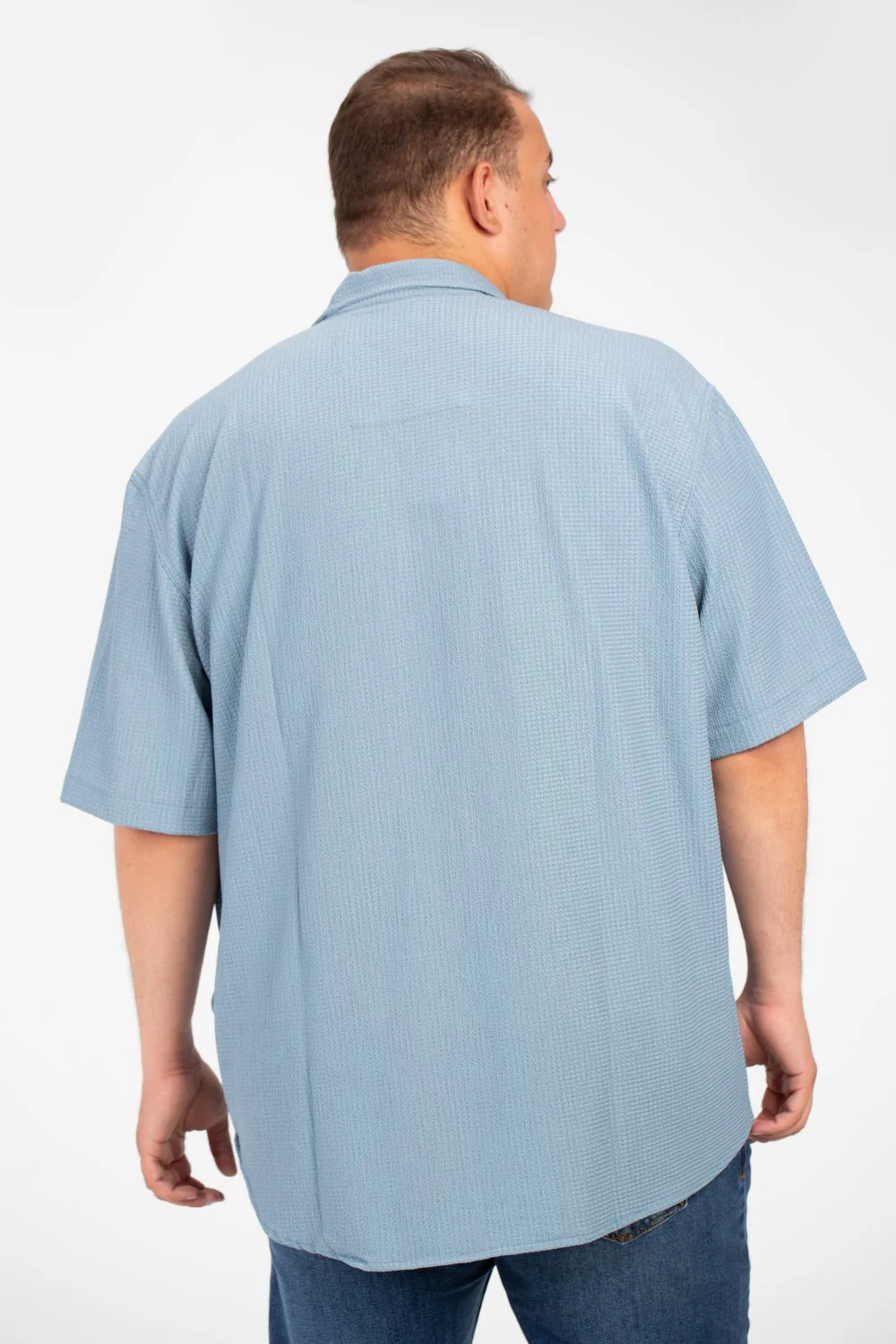 Men's Big Size Basic Short Sleeves Shirt With Collar And Front Pocket - Image 10
