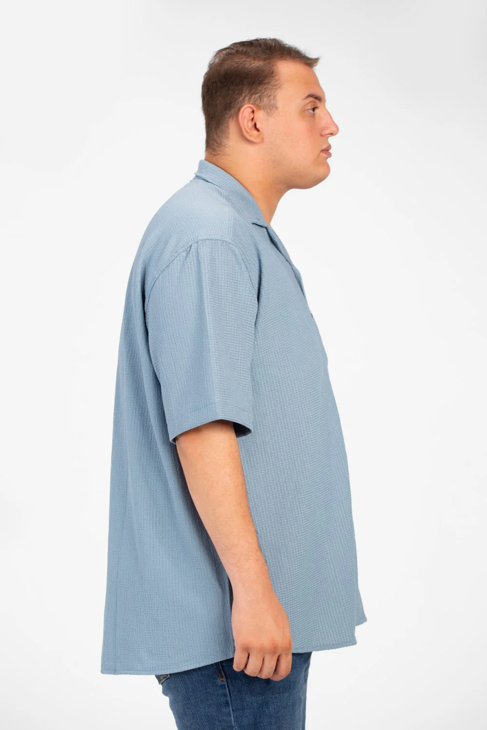 Men's Big Size Basic Short Sleeves Shirt With Collar And Front Pocket - Image 11