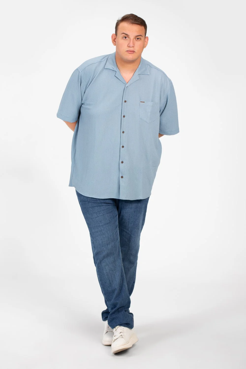 Men's Big Size Basic Short Sleeves Shirt With Collar And Front Pocket - Image 12