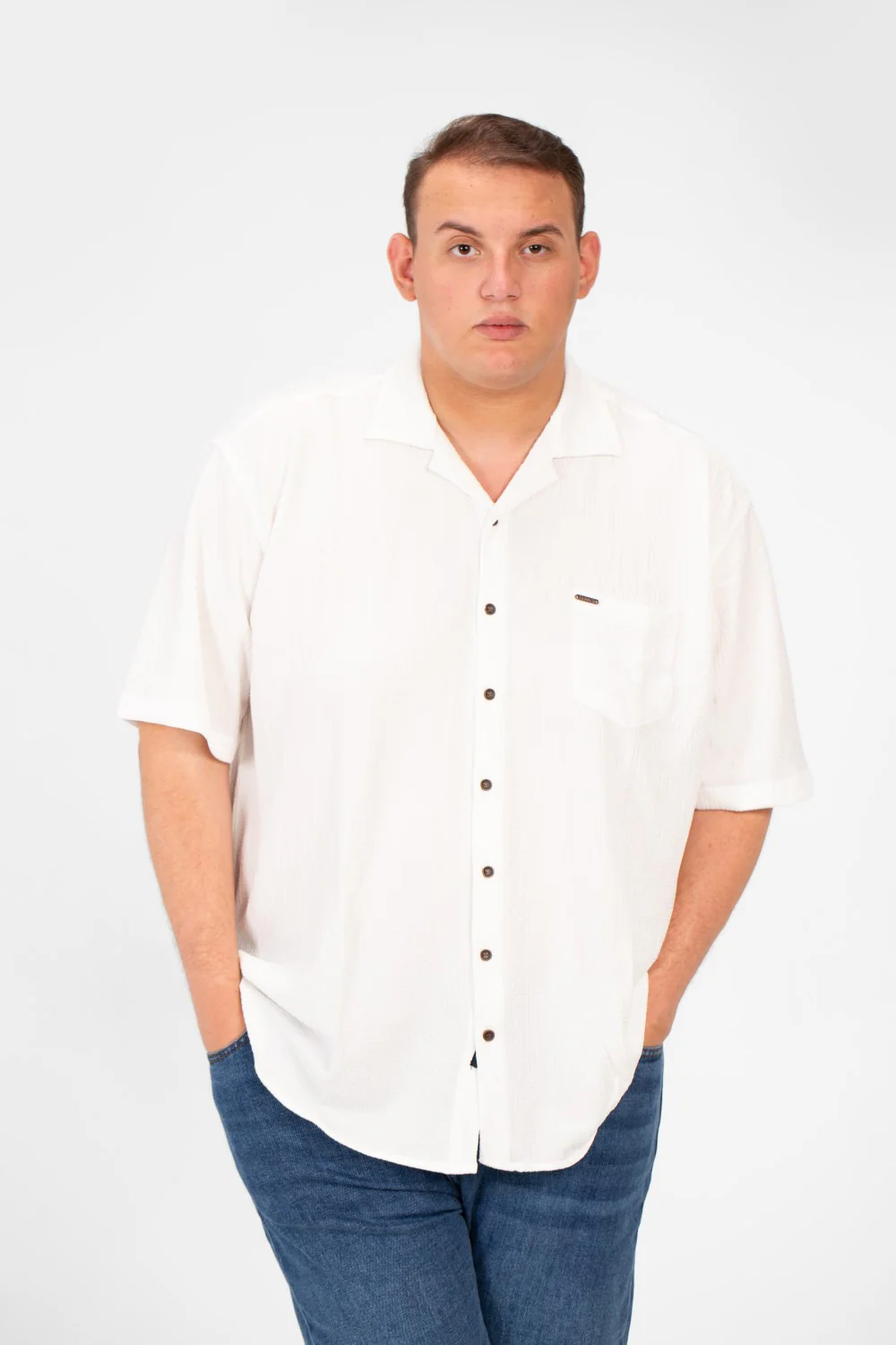 Men's Big Size Basic Short Sleeves Shirt With Collar And Front Pocket - Image 13