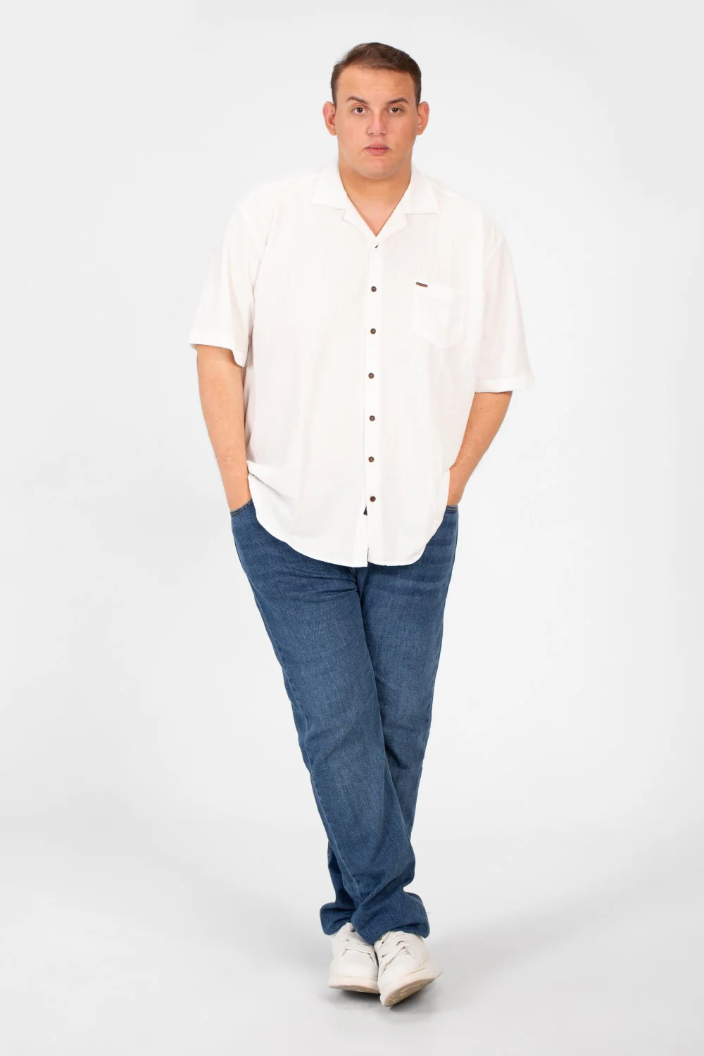 Men's Big Size Basic Short Sleeves Shirt With Collar And Front Pocket - Image 16