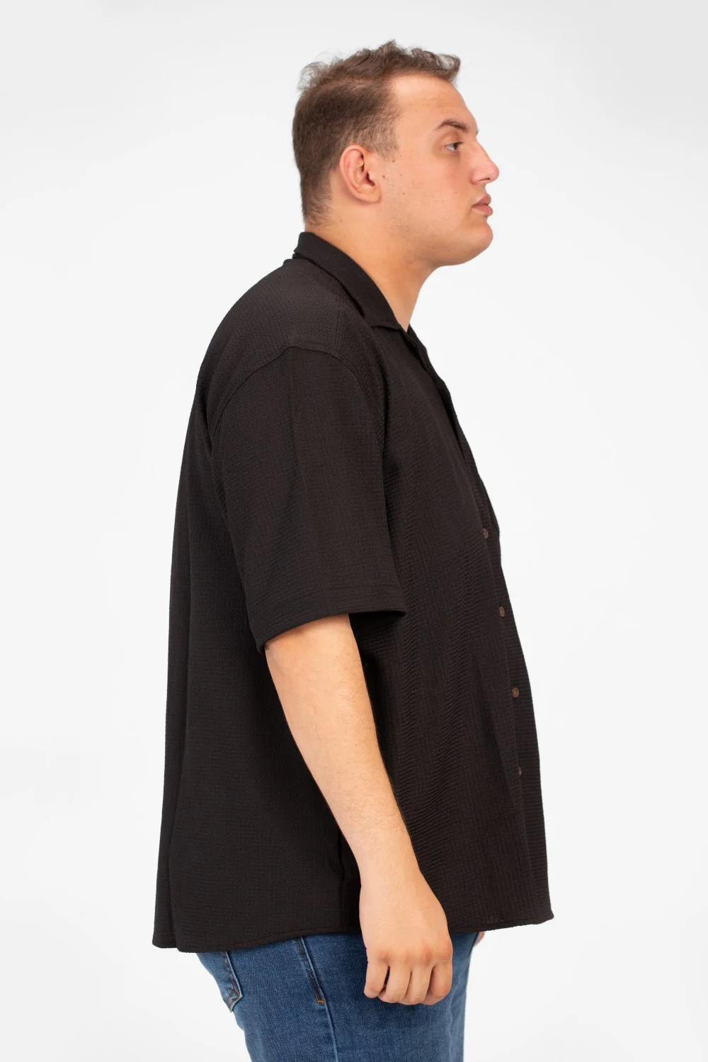 Men's Big Size Basic Short Sleeves Shirt With Collar And Front Pocket - Image 7
