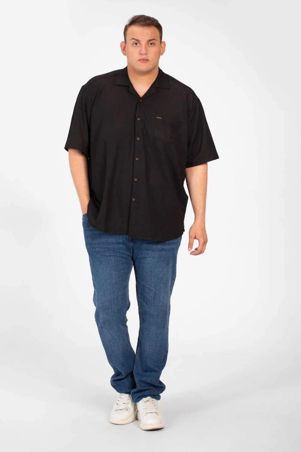Men's Big Size Basic Short Sleeves Shirt With Collar And Front Pocket - Image 8