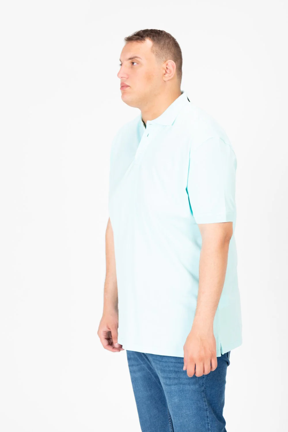 Mens Big Size Basic Solid Polo T-Shirt With Badge Tomato And Short Sleeves - Image 7