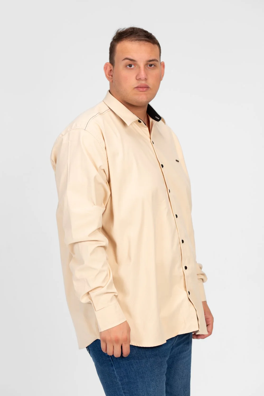 Men's Big Size Basic Tomato Long Sleeve Shirt - Image 3