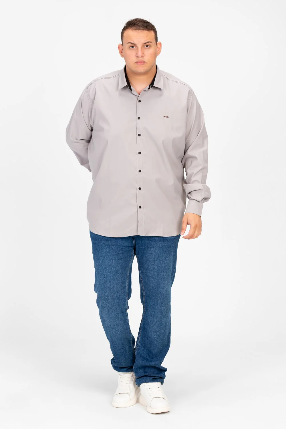 Men's Big Size Basic Tomato Long Sleeve Shirt - Image 8