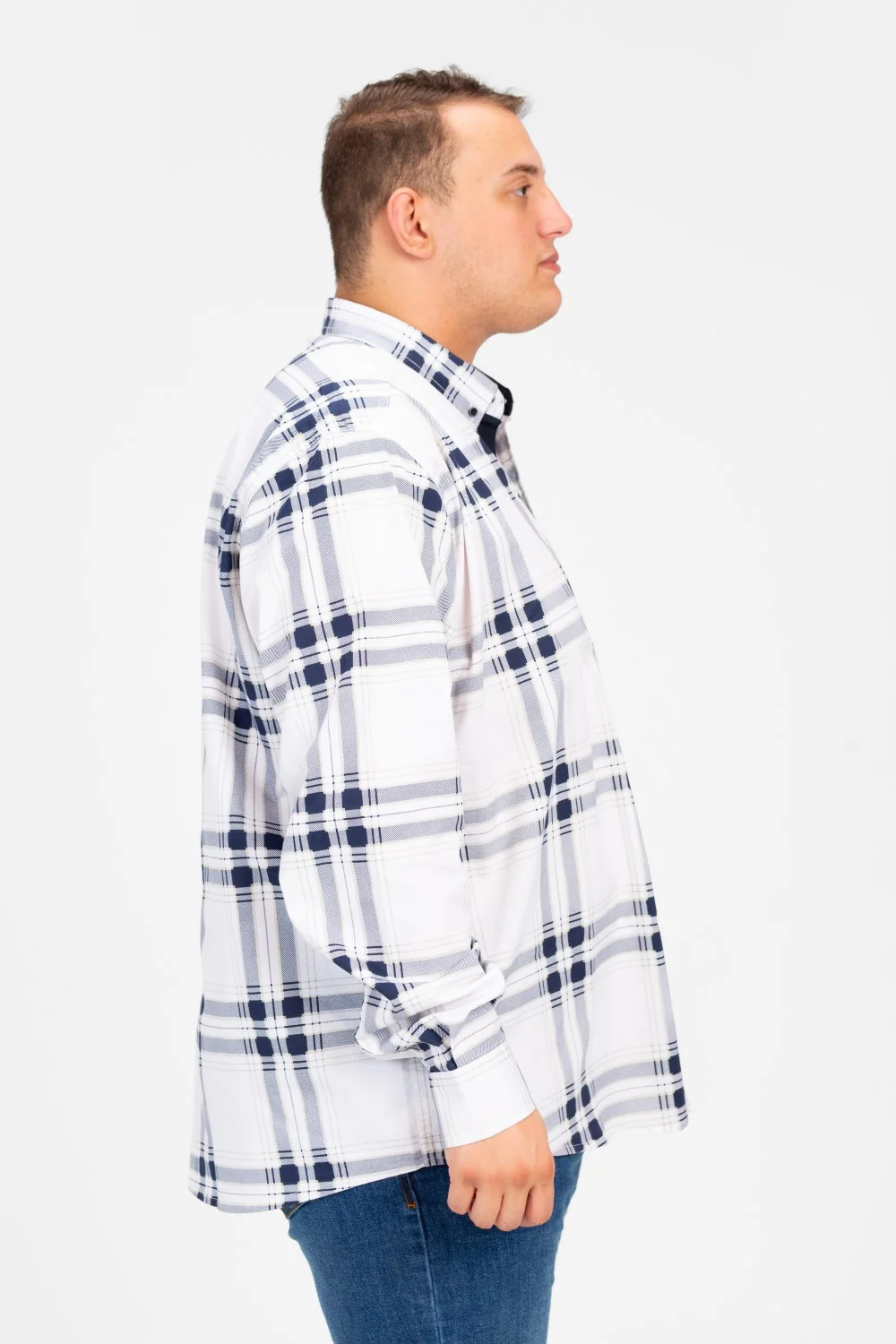 Men's Big Size check Long Sleeved Shirt - Image 11