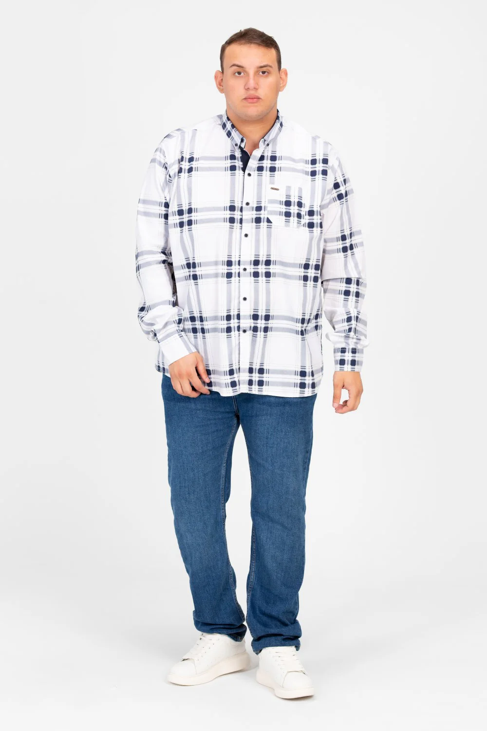 Men's Big Size check Long Sleeved Shirt - Image 12