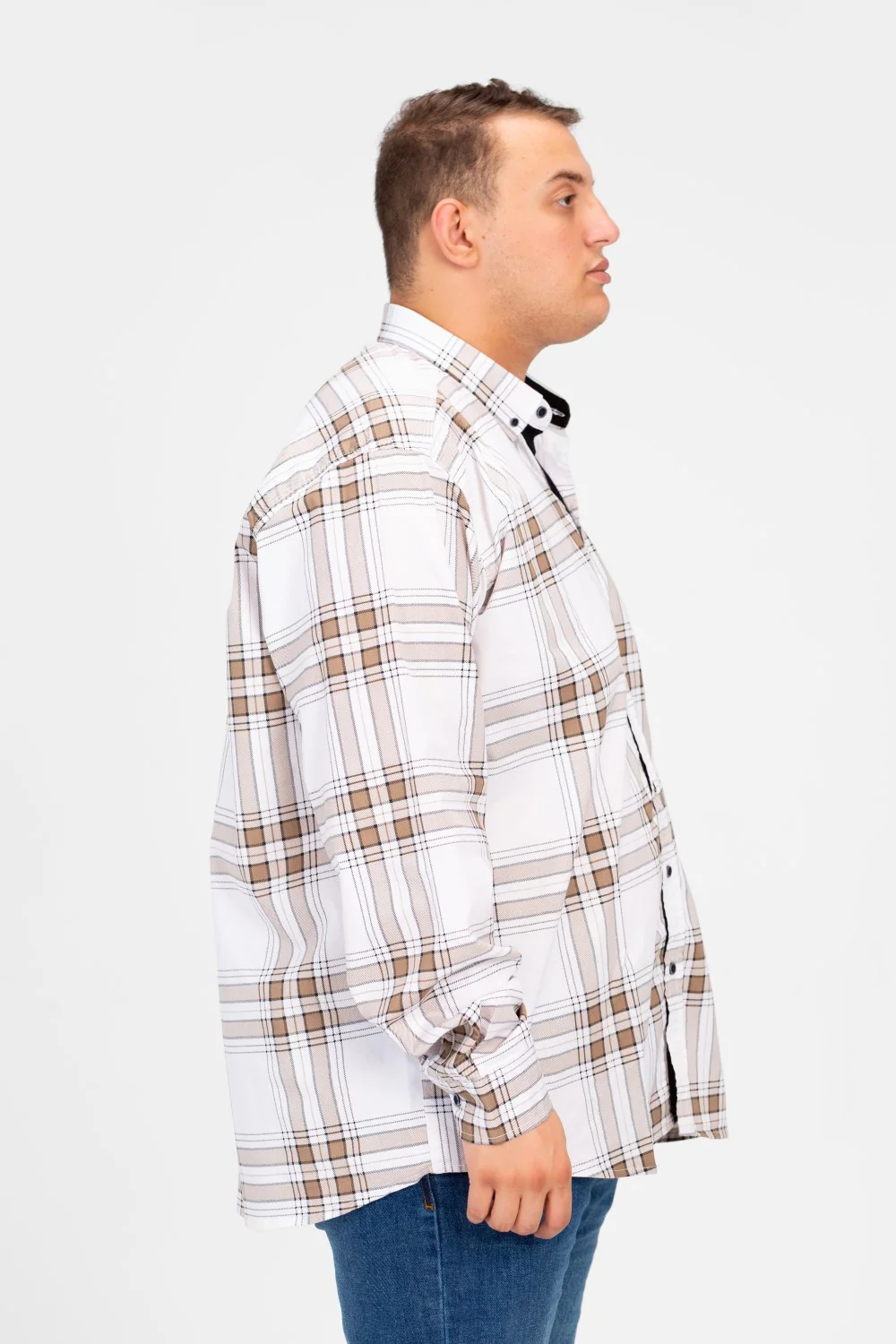 Men's Big Size check Long Sleeved Shirt - Image 3