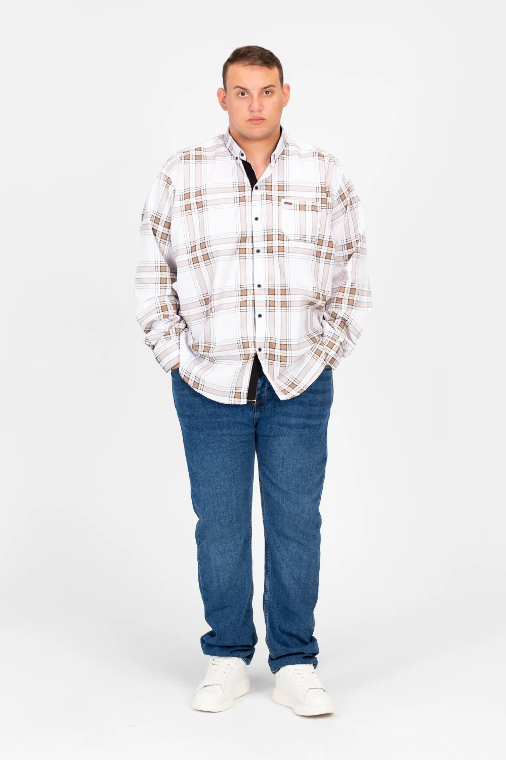 Men's Big Size check Long Sleeved Shirt - Image 4