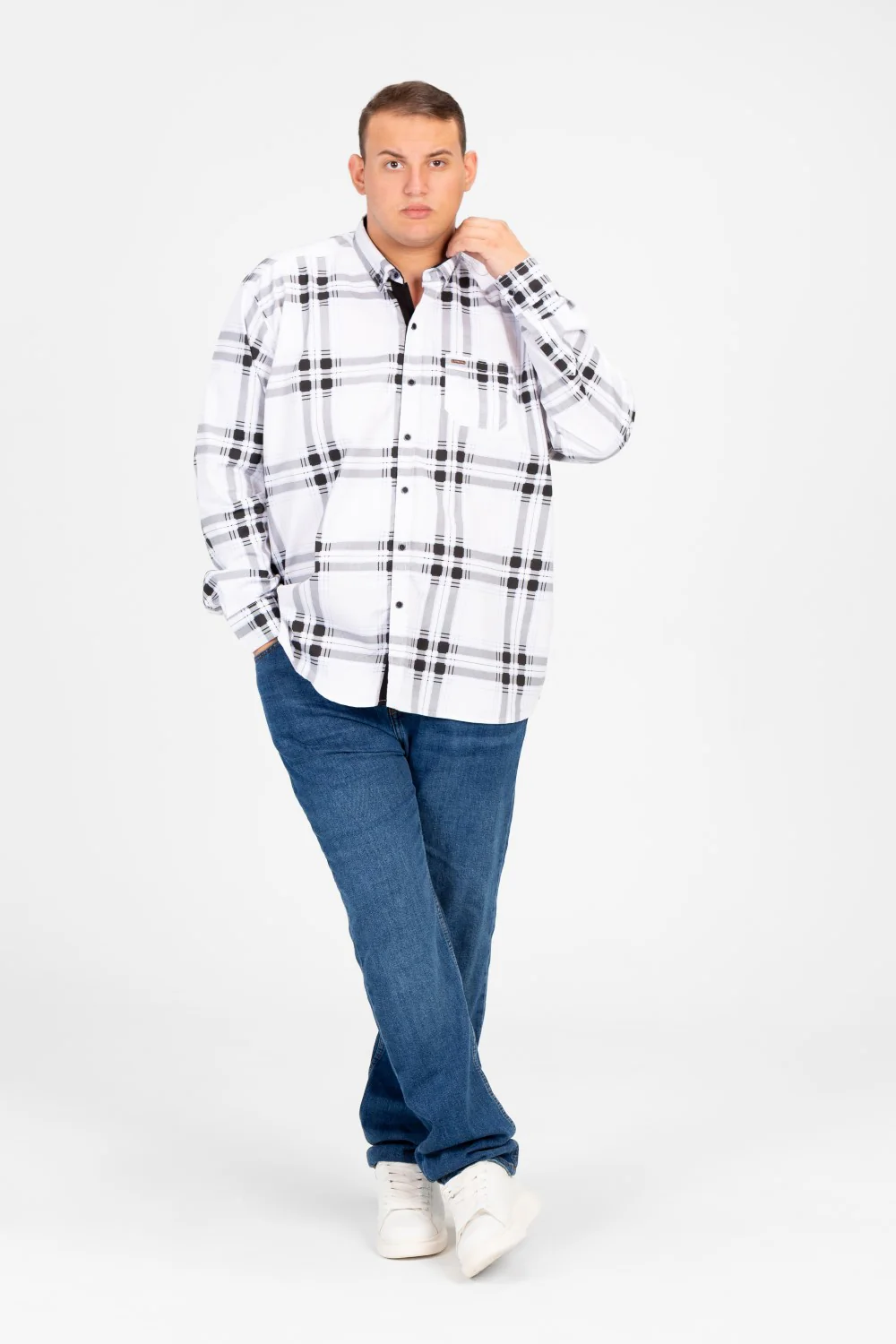 Men's Big Size check Long Sleeved Shirt - Image 8