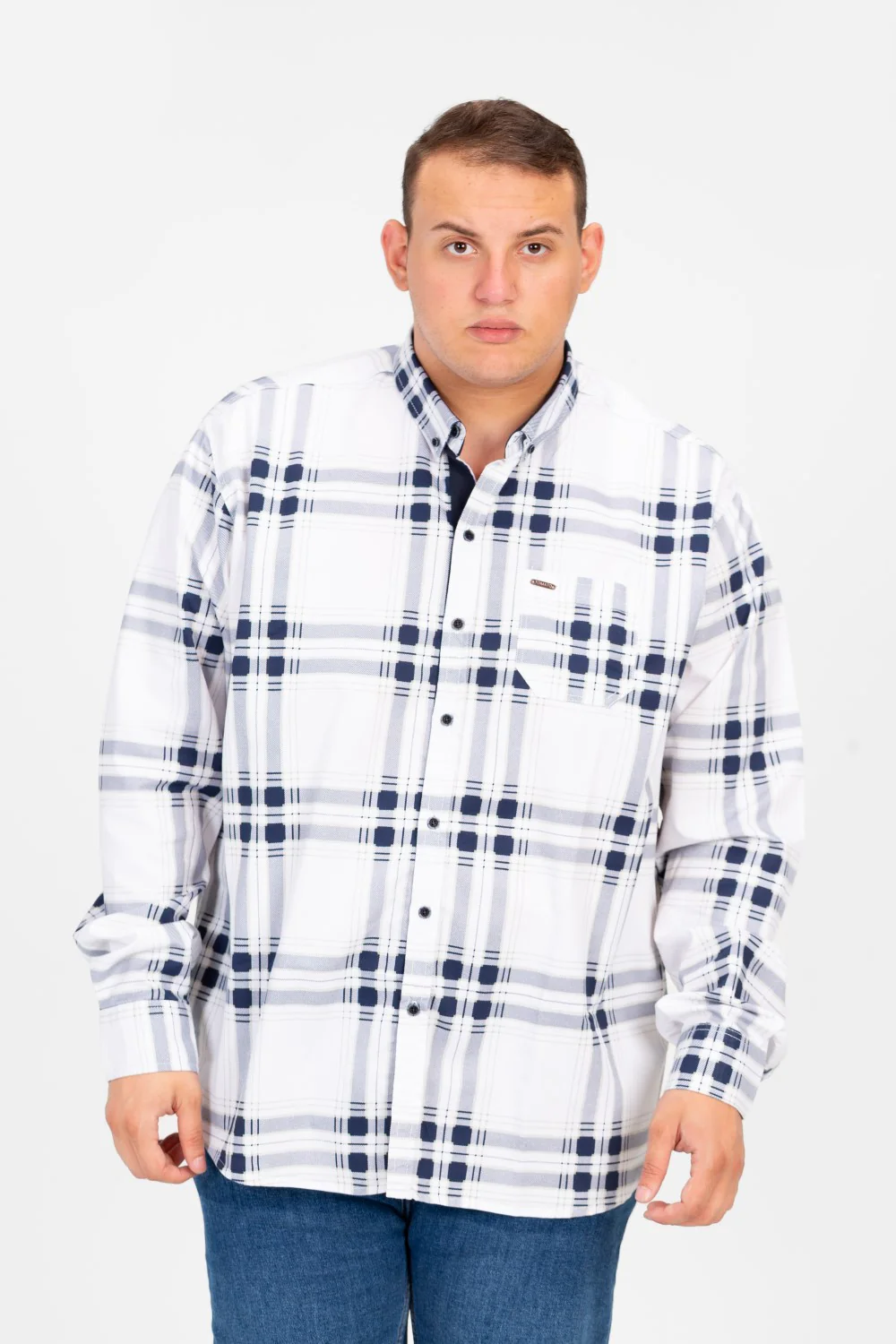 Men's Big Size check Long Sleeved Shirt - Image 9