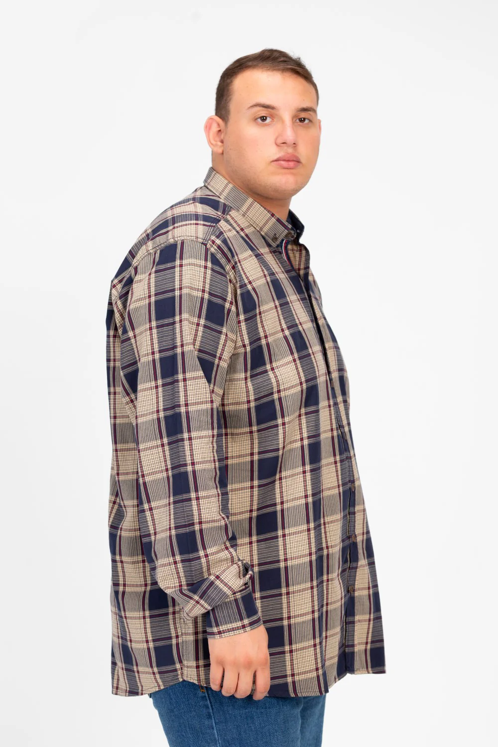 Men's Big Size Check Long Sleeves Shirt - Image 3