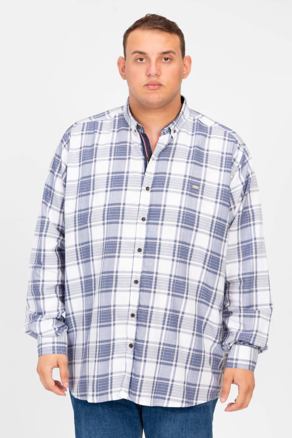 Men's Big Size Check Long Sleeves Shirt - Image 5