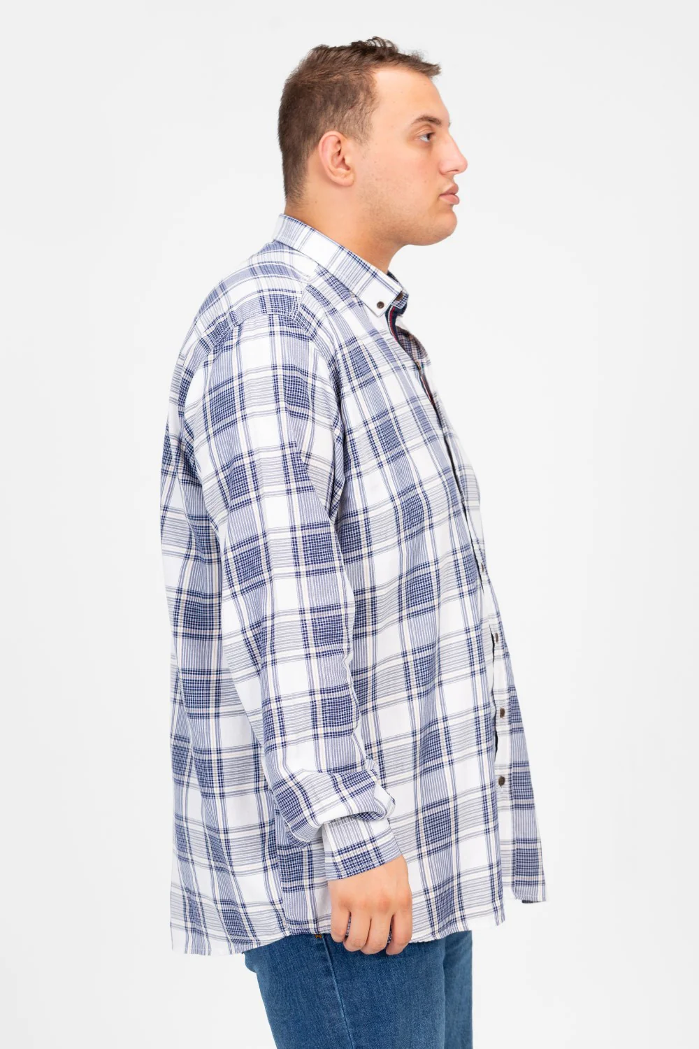 Men's Big Size Check Long Sleeves Shirt - Image 7