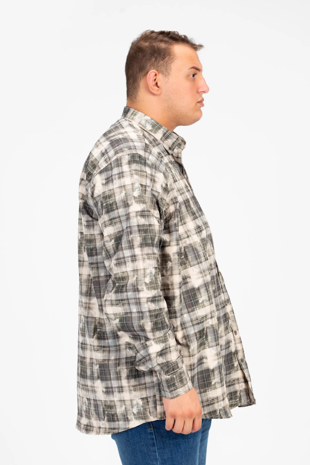 Men's Big Size Checked Long Sleeves Shirt - Image 3