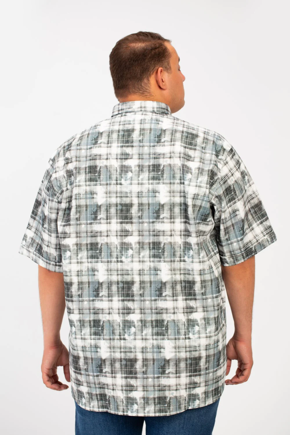 Men's Big Size Checked Printed Half Sleeved Shirt With Front Pocket - Image 10