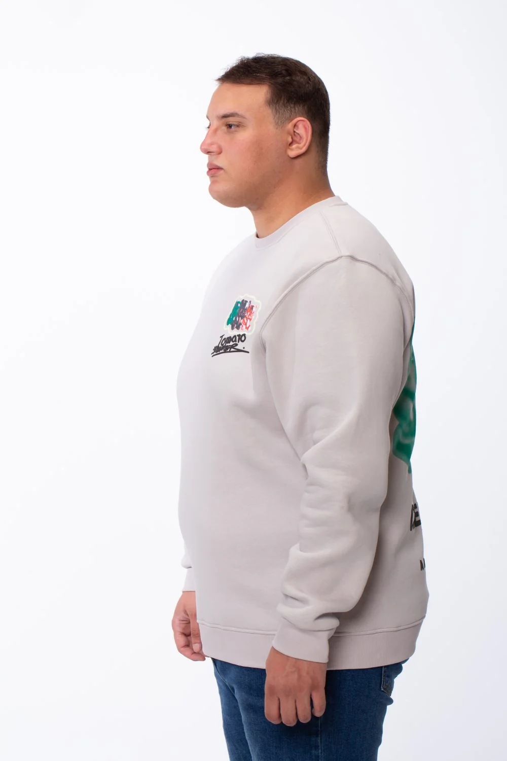 Men's Big Size Tomato Store Crewneck Bear Graphic Back Print Melton Fabric Long Sleeves Comfort Tailored Sweatshirt - Image 4