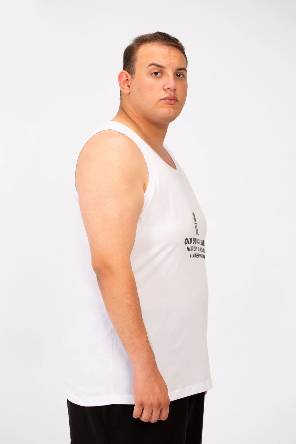 Men's Big Size Cut T-shirt With A Wide Collar And A Front Text Print - Image 11