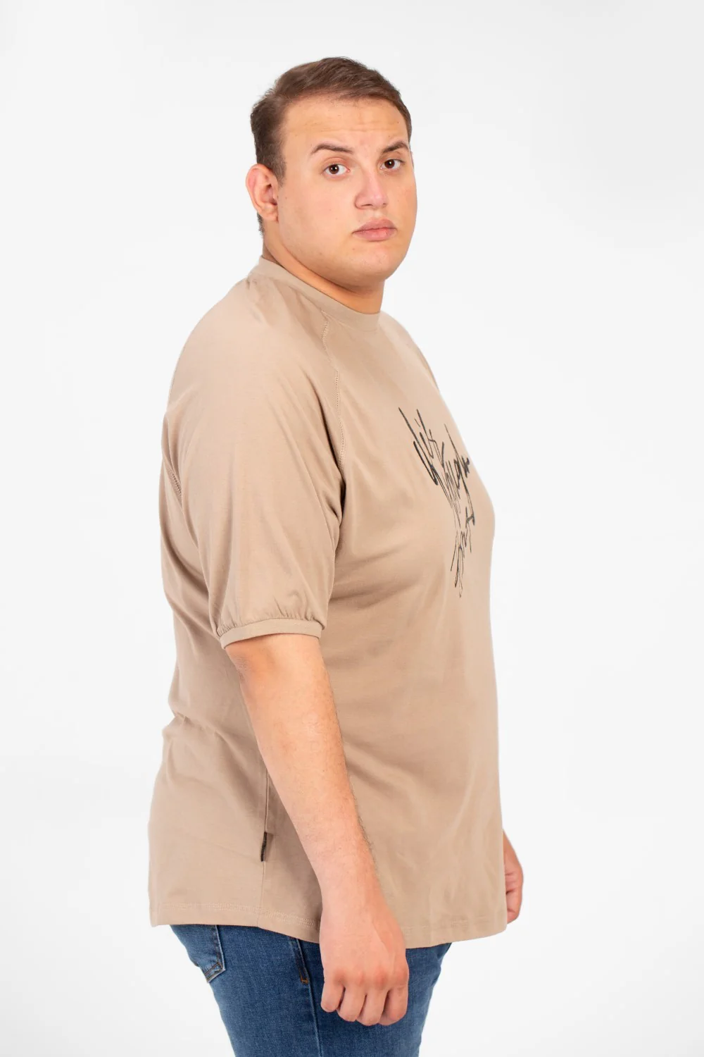 Men's Big Size Front Print T-shirt With Short Sleeves And A Round Neck - Image 7