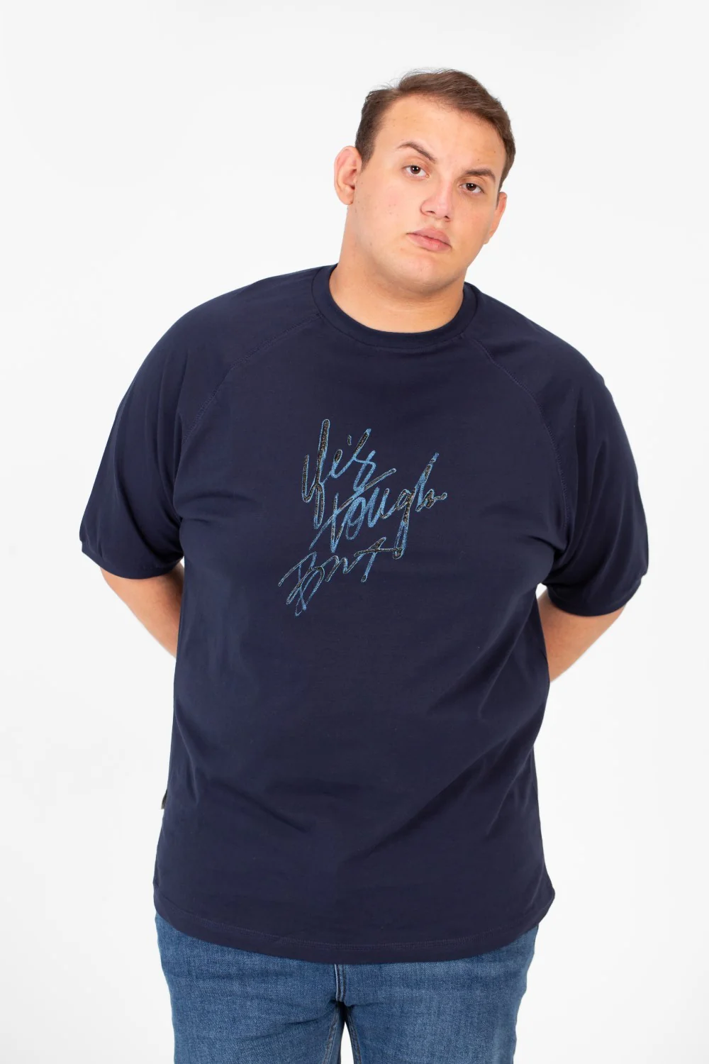 Men's Big Size Front Print T-shirt With Short Sleeves And A Round Neck - Image 9