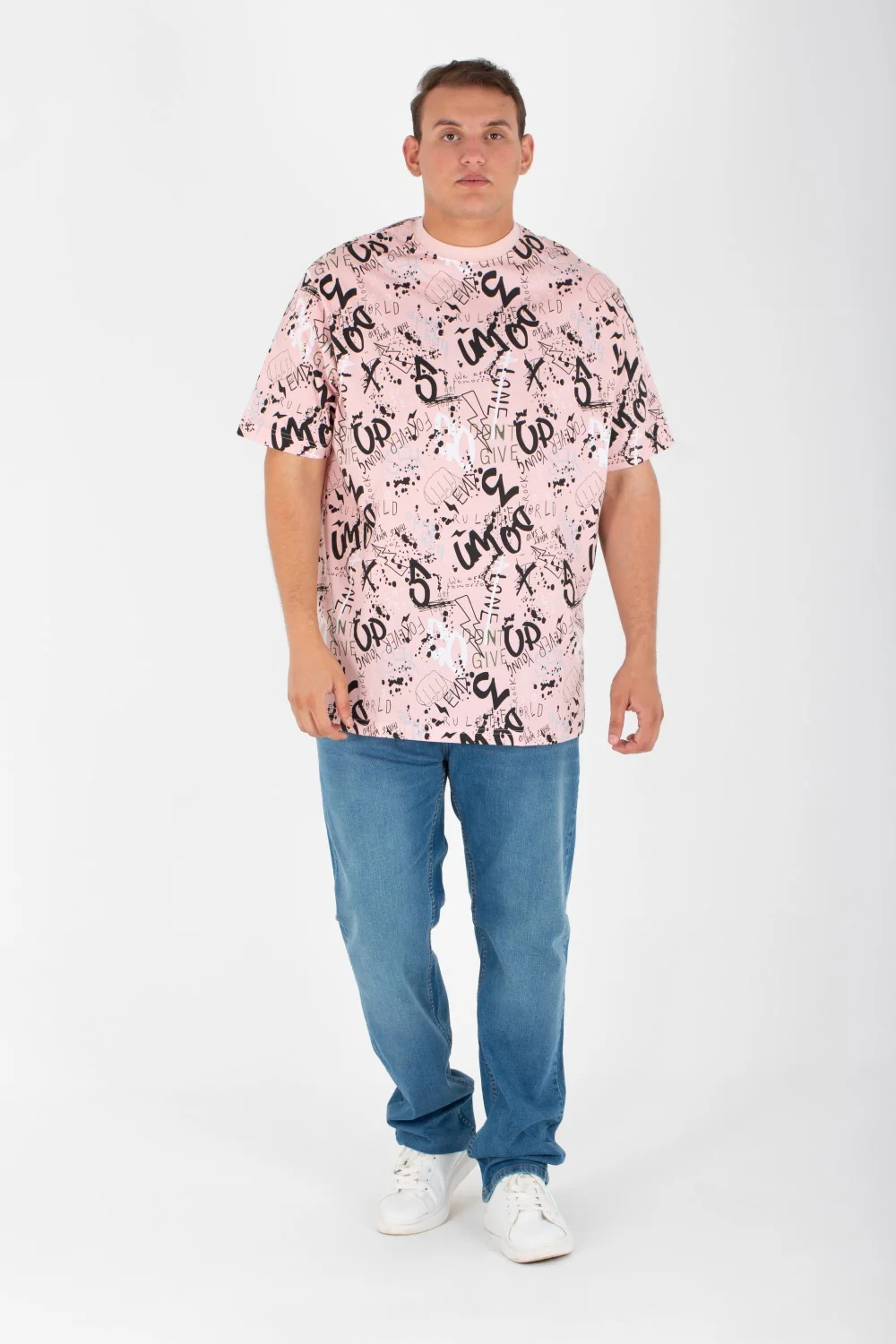 Men's Big Size Full Print T-shirt With Round Neck And Short Sleeves - Image 3